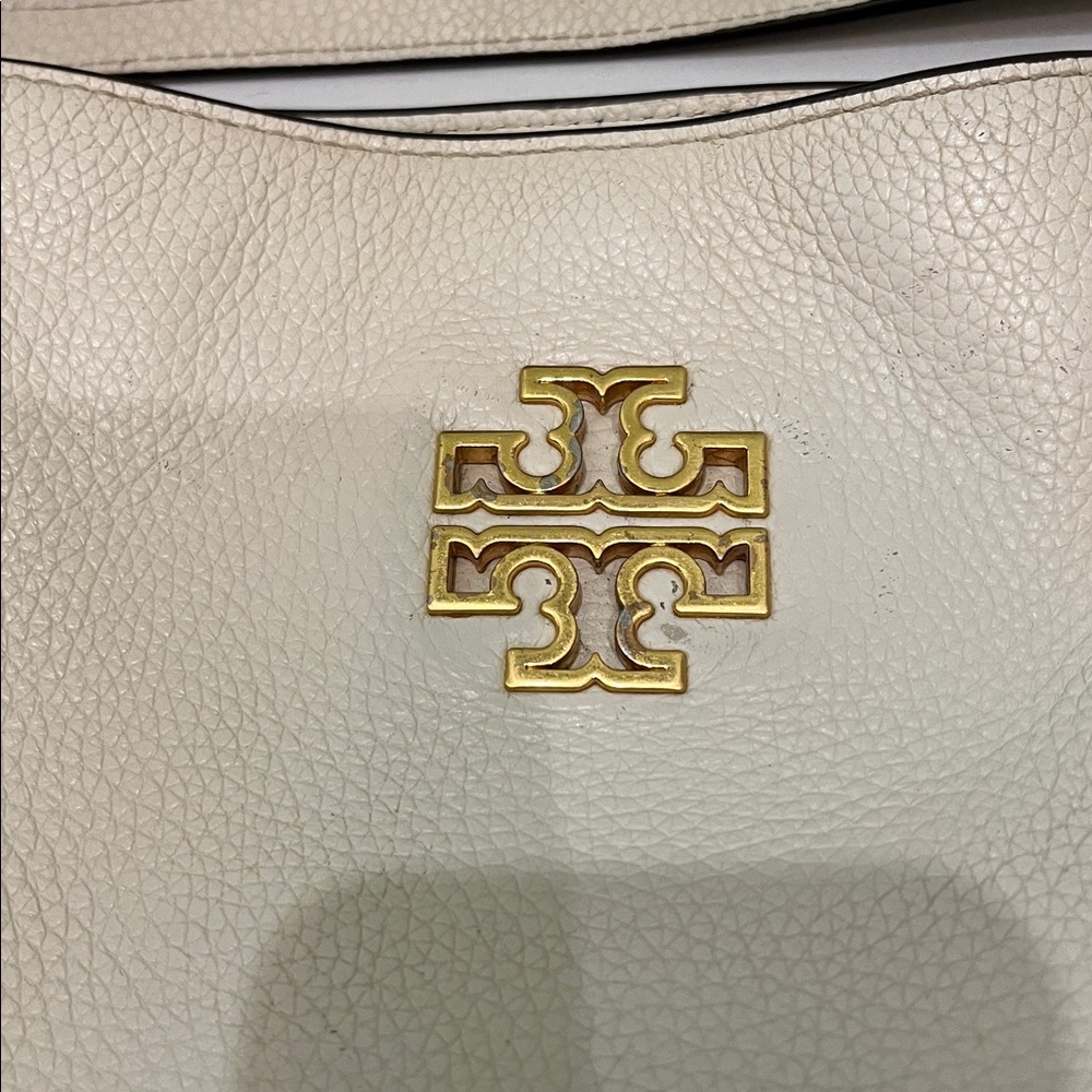 Tory Burch triple compartment tote Light cream  Pebbled leather and Gold metal - Picture 3 of 12